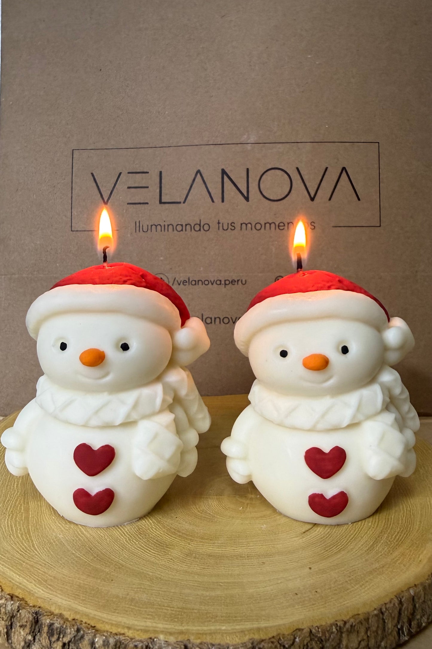 Vela Muñeco de Nieve Corazón x8cm - 140gr