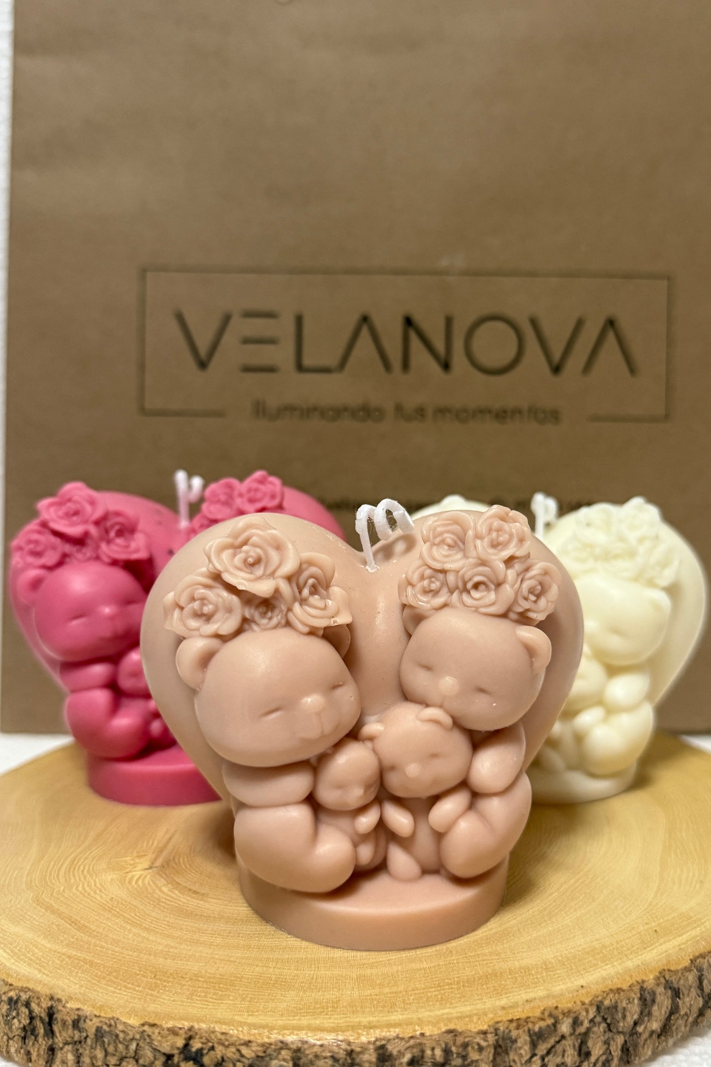 Vela Familia Ositos en corazón x7cm - 180gr