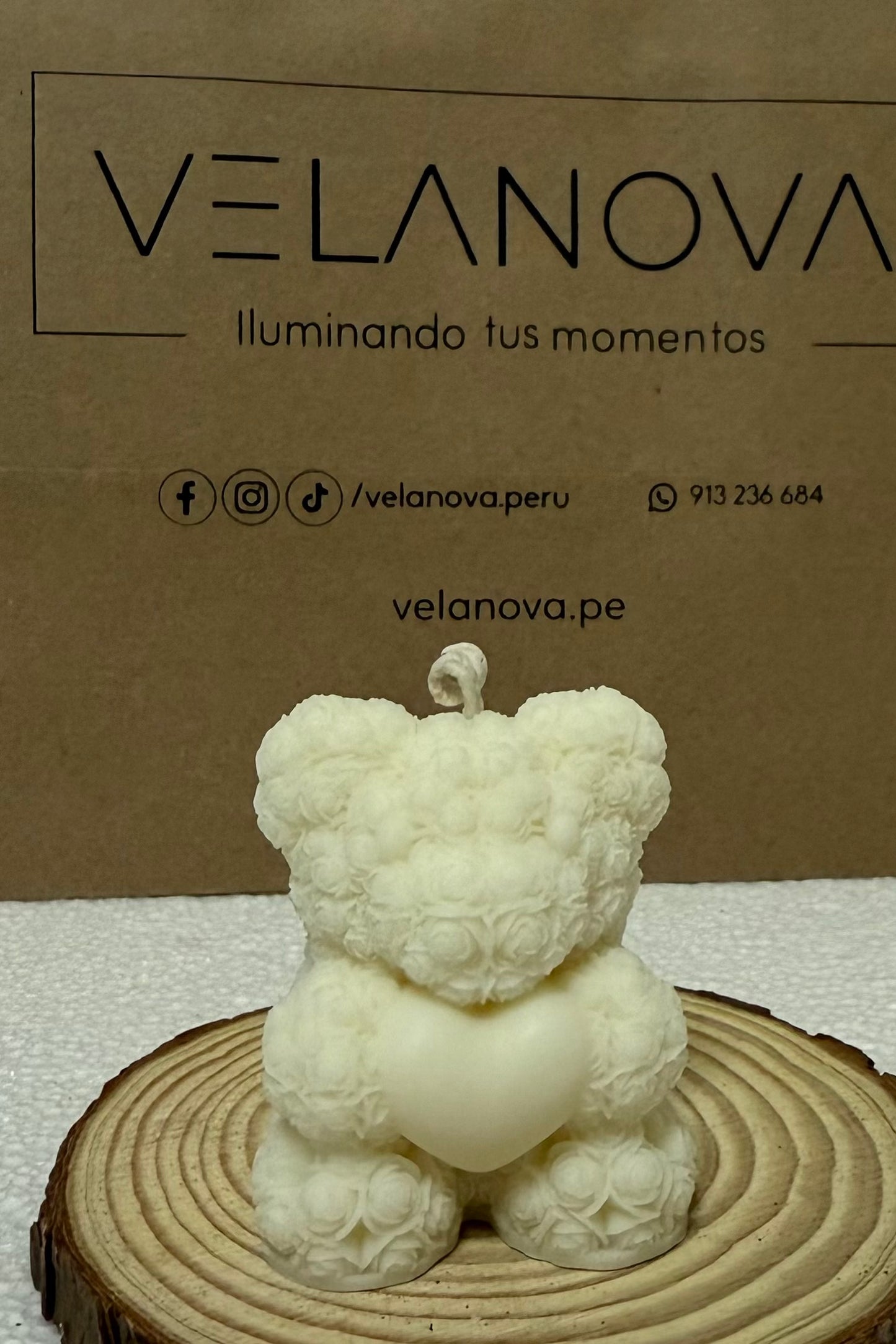 Vela Oso de Rosas con corazón x5cm - 60gr
