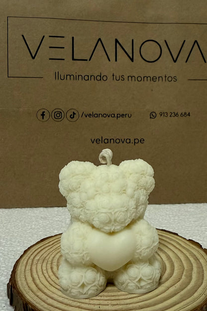 Vela Oso de Rosas con corazón x5cm - 60gr