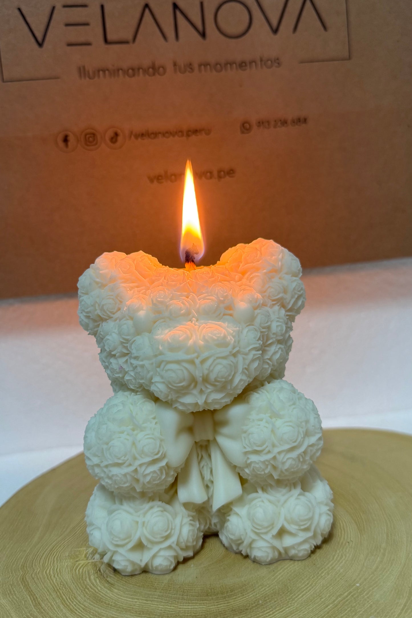 Vela Oso de Rosas con Lazo x10cm - 280gr