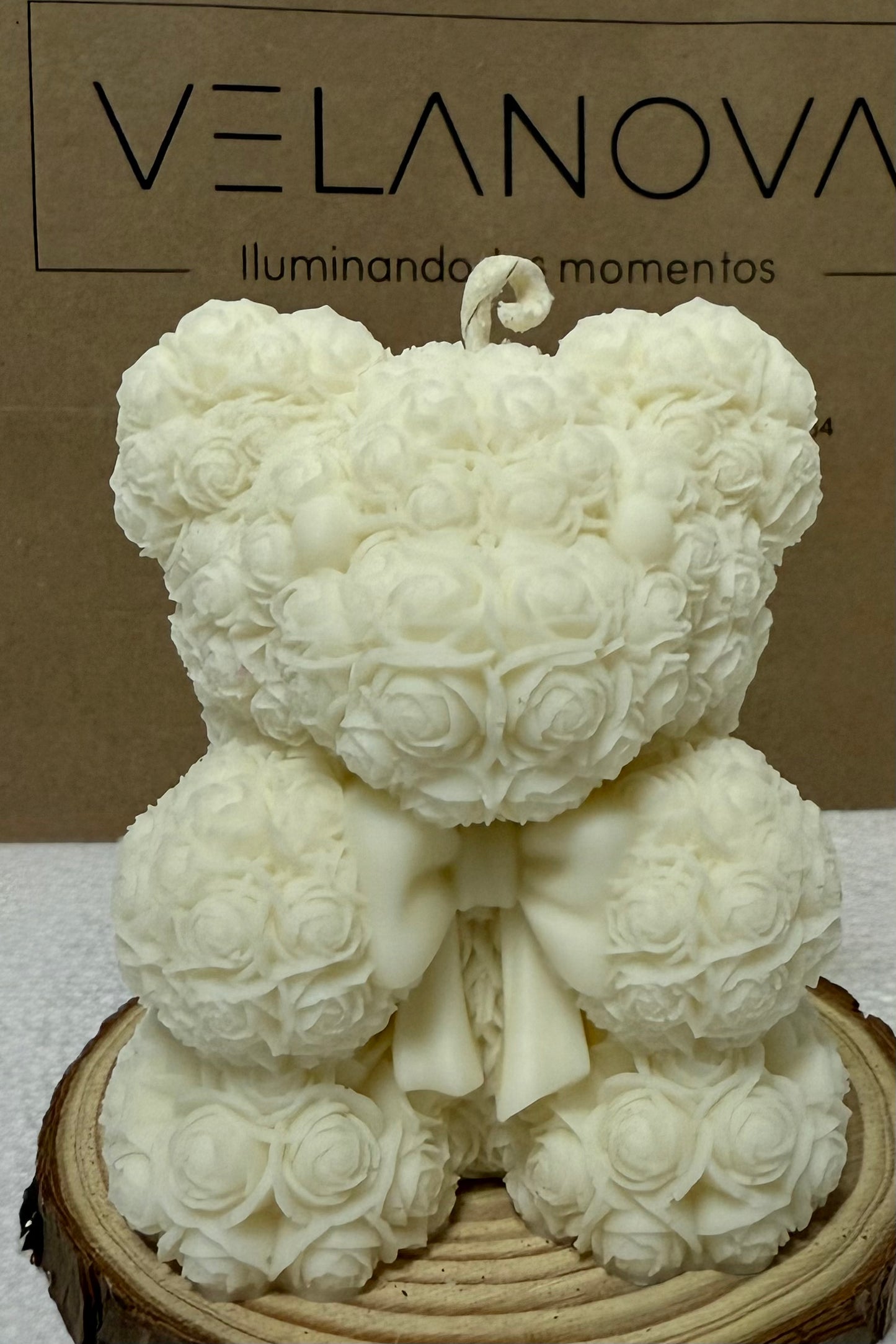 Vela Oso de Rosas con Lazo x10cm - 280gr