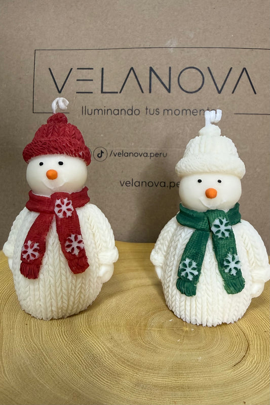Vela Muñeco de Nieve con copitos x9cm - 80gr