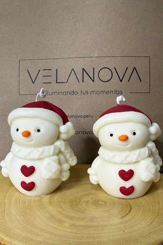 Vela Muñeco de Nieve Corazón x8cm - 140gr