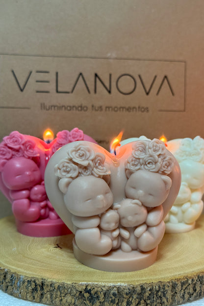 Vela Familia Ositos en corazón x7cm - 180gr