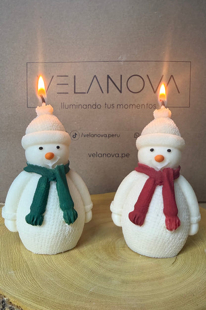 Vela Muñeco de Nieve con Bufanda x10cm - 100gr