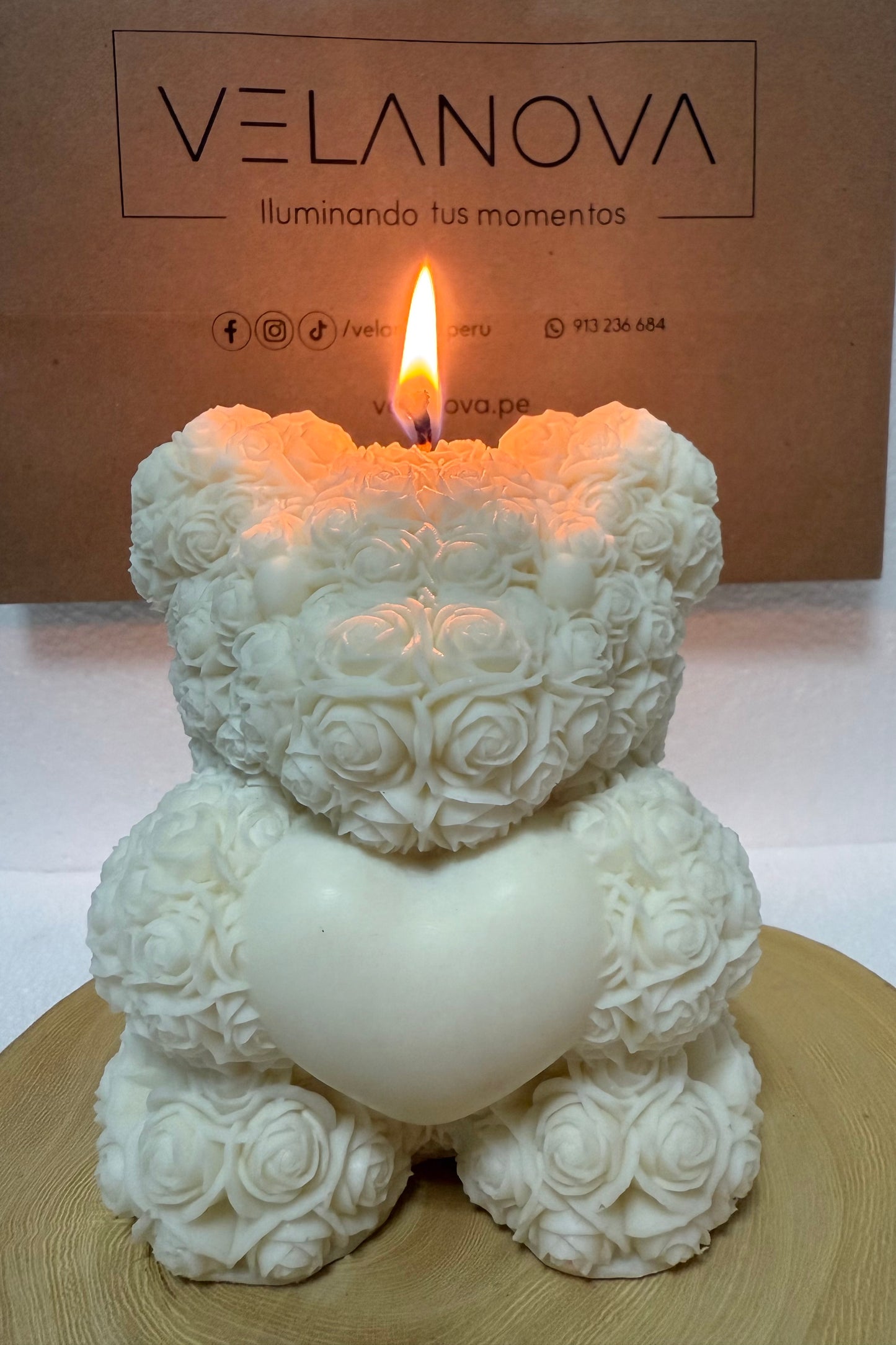 Vela Oso de Rosas con corazón x5cm - 60gr