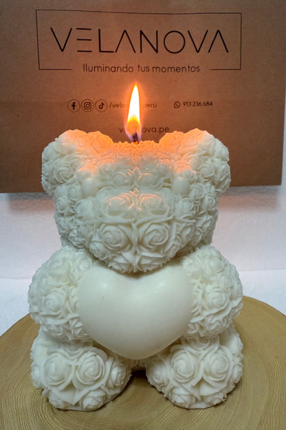 Vela Oso de Rosas con corazón x5cm - 60gr